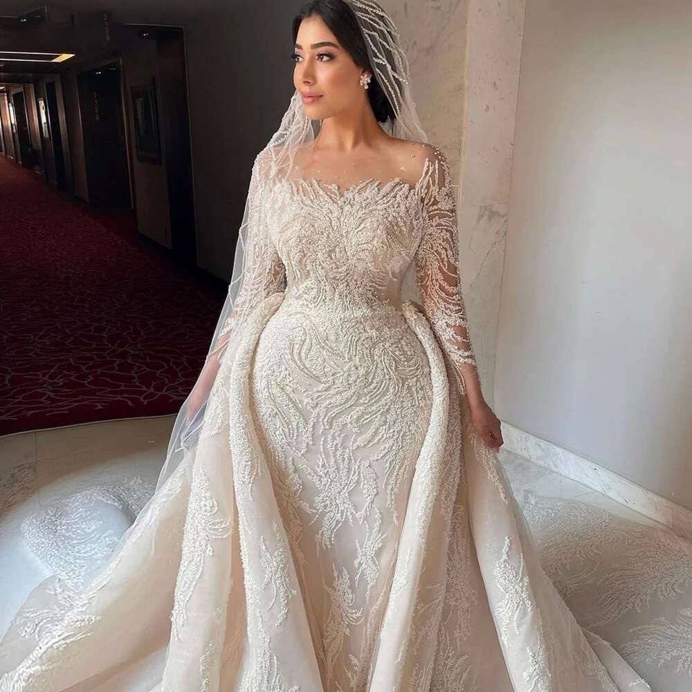 Elegant Wedding Dress with Train 2024 Charming Applique Bridal Gowns Lace Up Mermaid GownVestido De Noiva