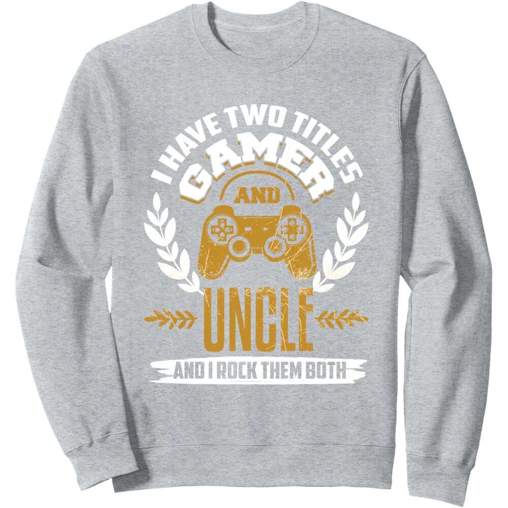 Long Sleeve Shirts for Men sweatshirt Funny Uncle Gamer Rocks Best Gift From Nephew Papa Gaming Sweatshirt T shirt Tee Streetwear Casual tops clothes