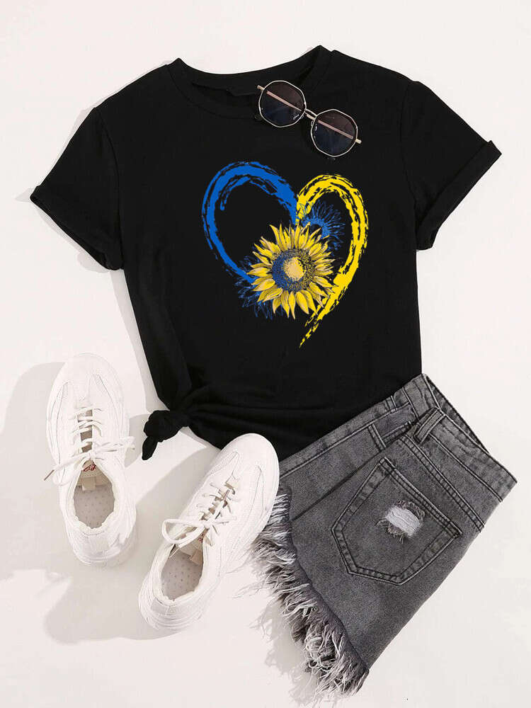 Lovers Suower Ukraine Print Women Graphic Summer Vintage Ukrainian Y2k Top Casual Oversized T Shirt