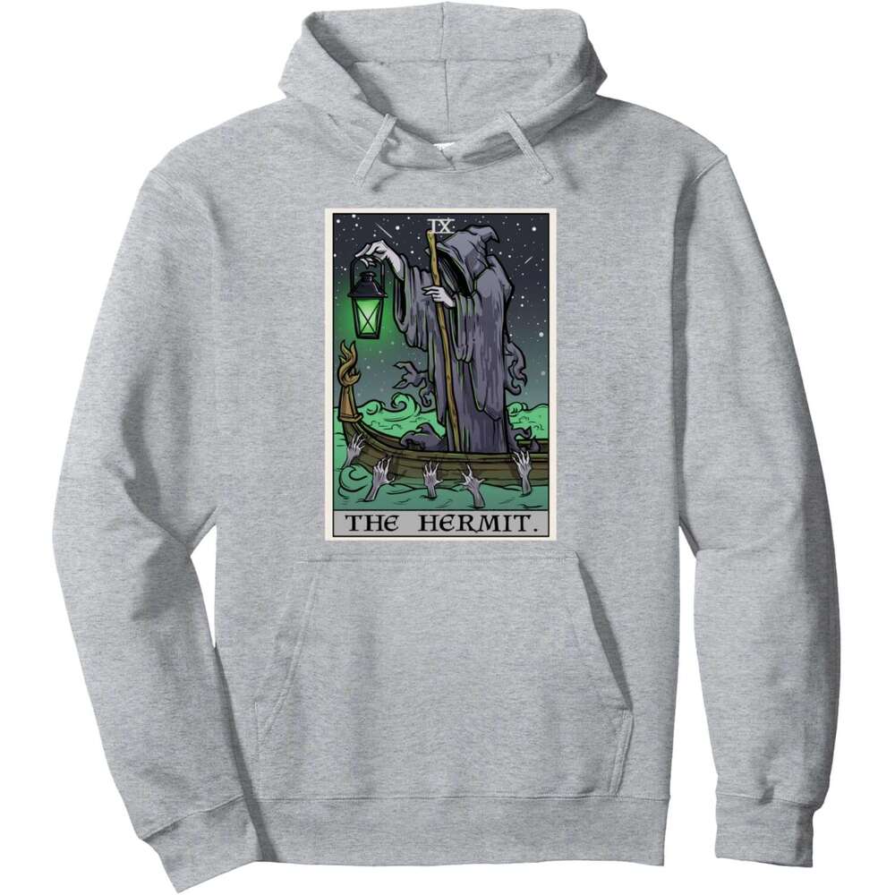 Hoodie for Mens The Hermit Tarot Card Gothic Halloween Grim Reaper Horror Pullover Hoodie Graphic Hoodies Sweatshirt Long Sleeve 2025