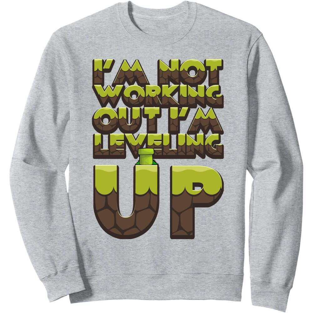 Long Sleeve Shirts for Men sweatshirt Not Working Out Leveg Up - Funny Gym Gift Sweatshirt T shirt Tee Streetwear Casual tops clothes