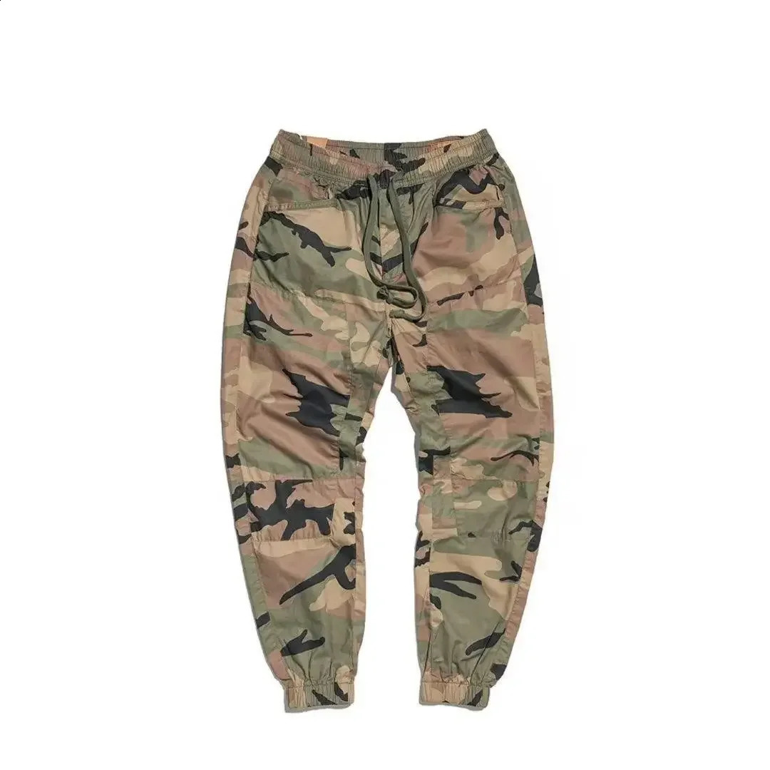 Summer thin breathable camouflage cargo pants for men loose fit elastic waist casual mens wear summer 240821
