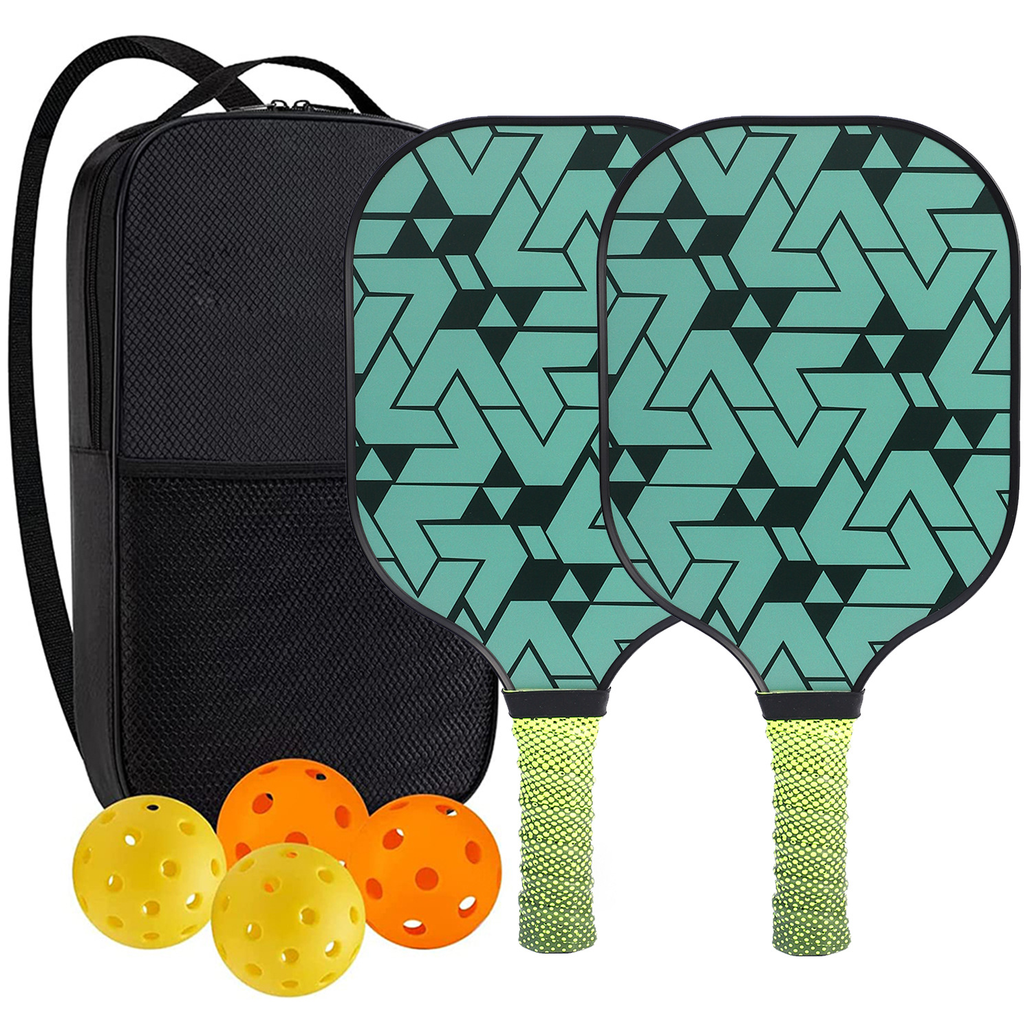 Palette de pickleball en fibre de verre haute performance pour les jeux de plein air compétitifs 2 paddle 4 balle 1 sac 9914