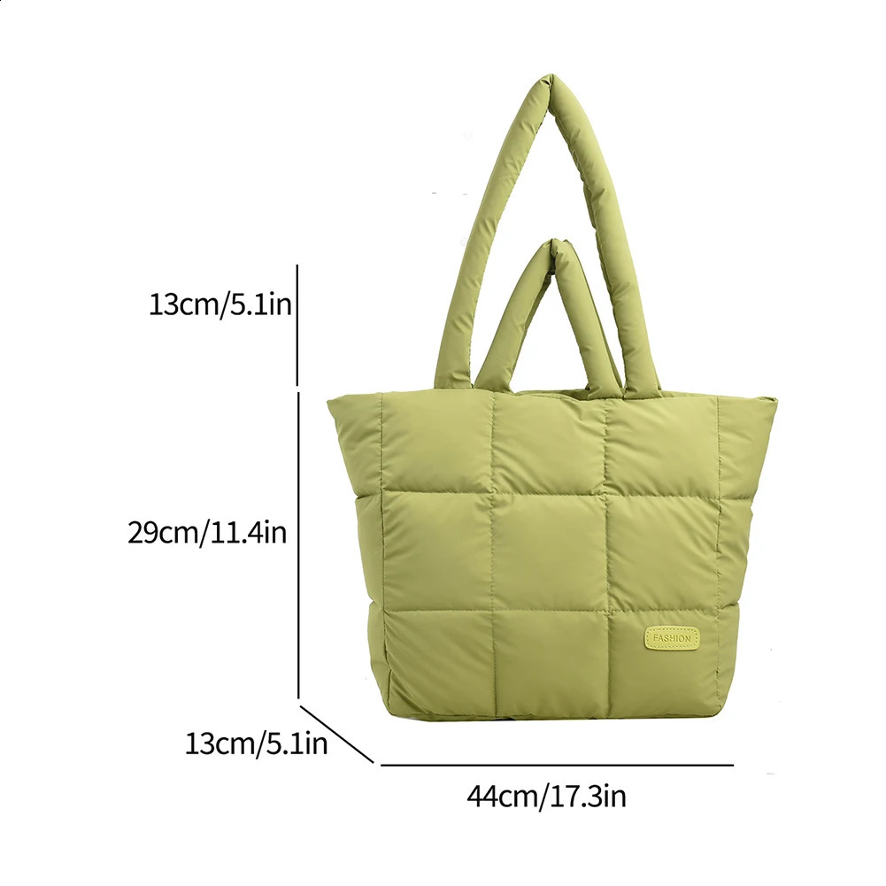 Cotton Padded Shoulder Bag for Women Puffer Tote Bag Quilted Puffy Handbag Purse Large Tote Cloud Bag Female Casual Shopping Bag 240821