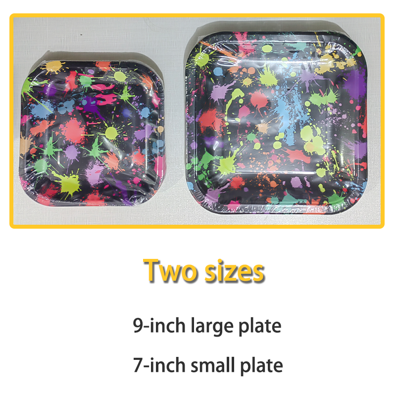 Spray painted birthday decoration tableware set suitable for watercolor themed party birthday supplies