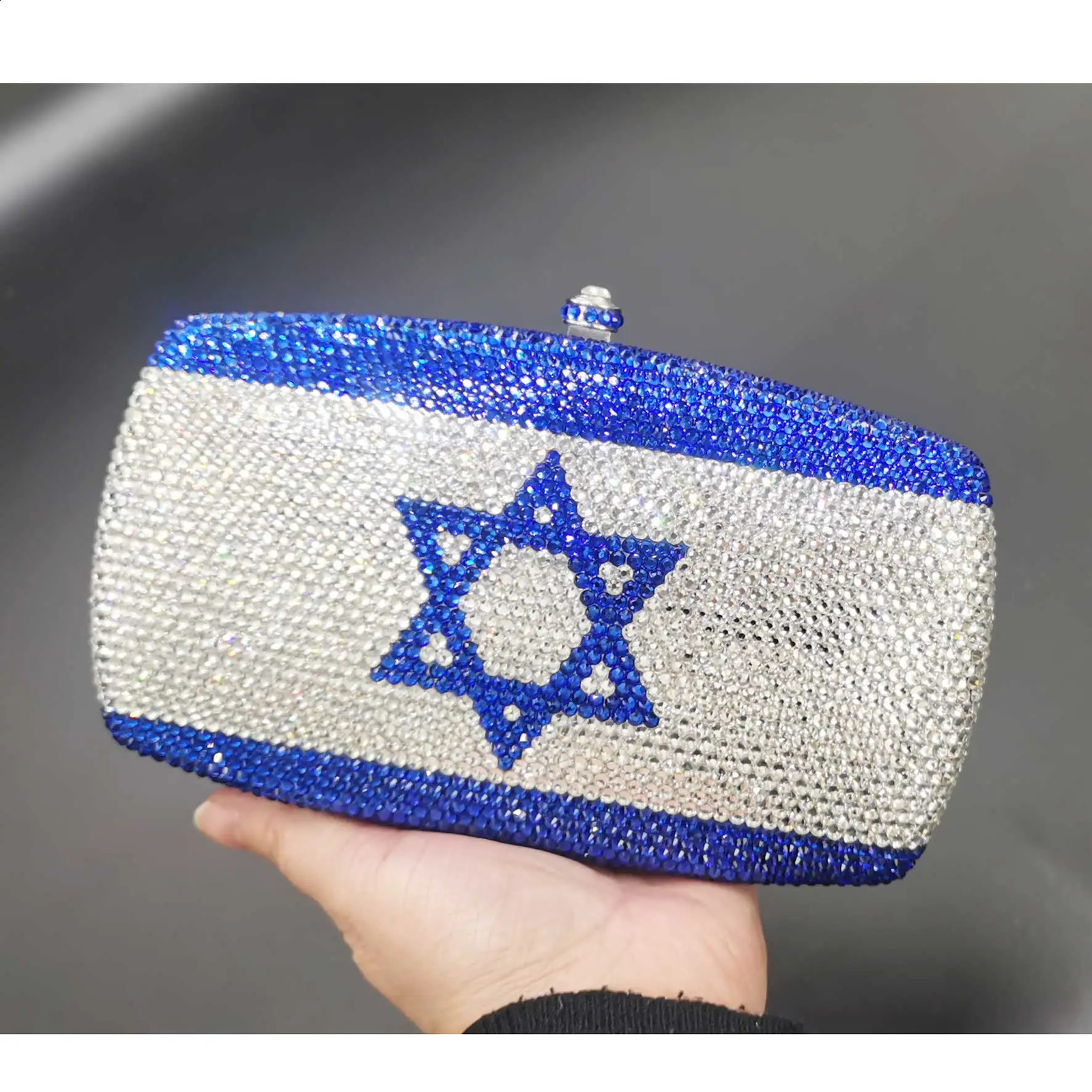 KHNMEET Customized Crystal Israel Flag Evening Bags UK USA Pattern Evening Bags for Women Purse Clutch Bags sm78 240820