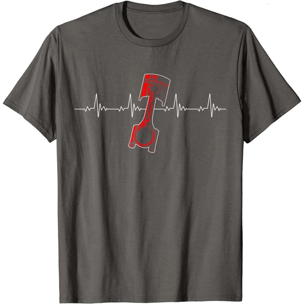 Heartbeat Piston Car nic Gift for Drag Racer T-Shirt Tees Cotton Mens Top T-shirts Custom