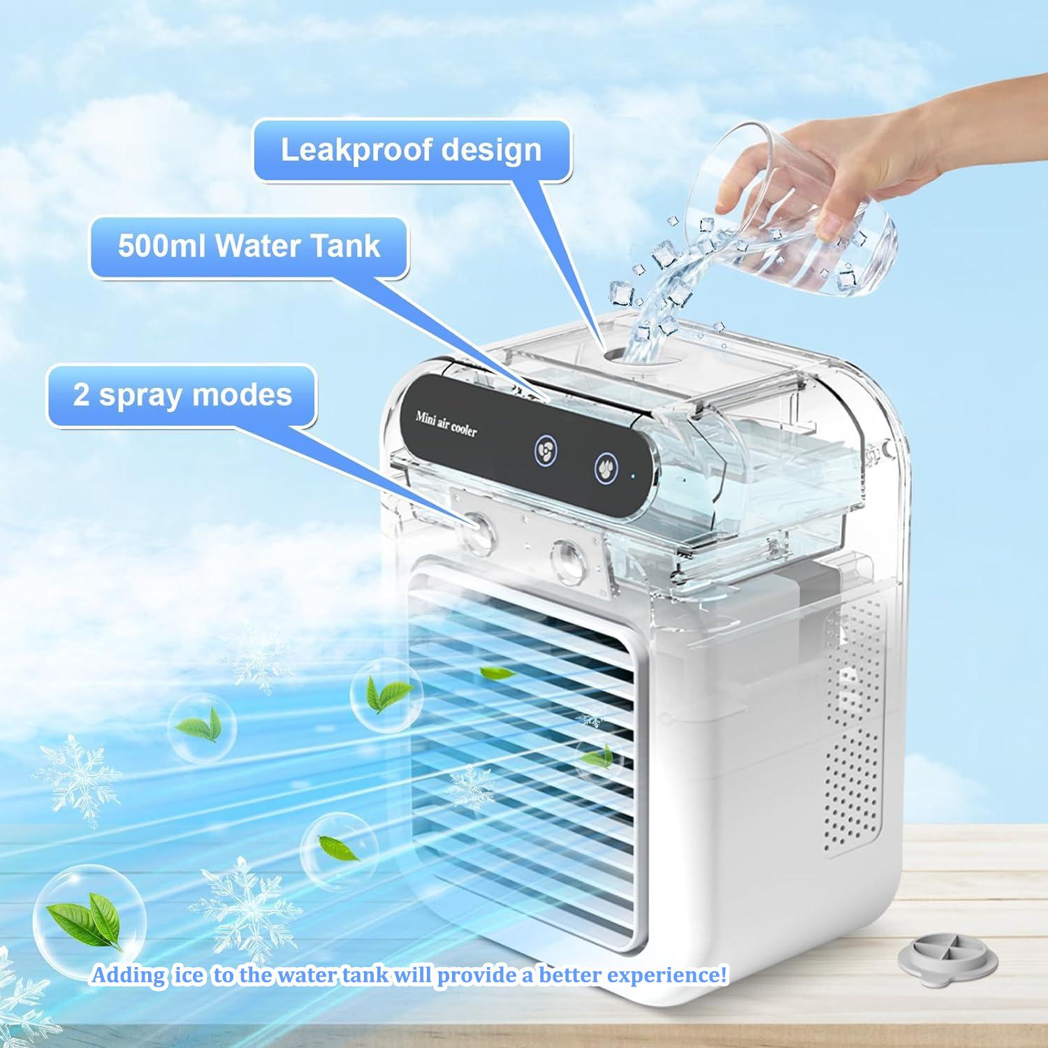 Spray desktop air conditioner fan, two-speed wind mode, 500ml large capacity water tank, spray humidification