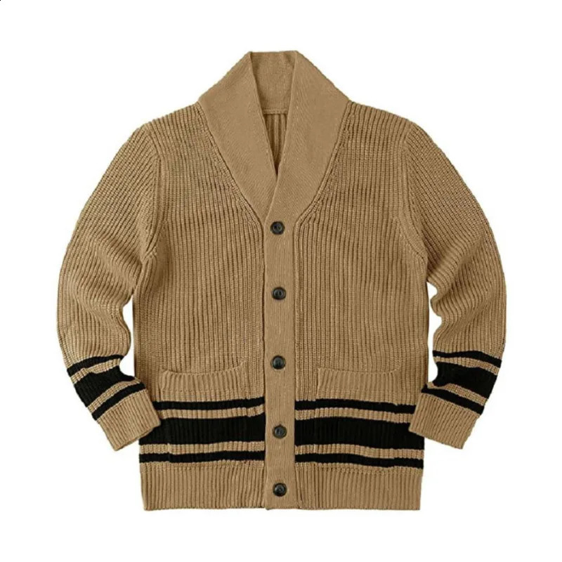 Mens Printed Knitted Cardigan Elegant Trendy Personality Jacquard Sweater Autumn Winter Fashion Casual Jacket Clothes 240821