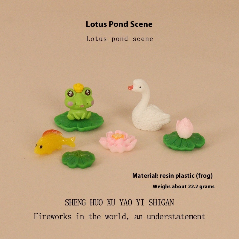 Pond Micro Creative Resin Crafts Lotus Frog Mini Fish Landscape Miniature Decorative Ornament OB11