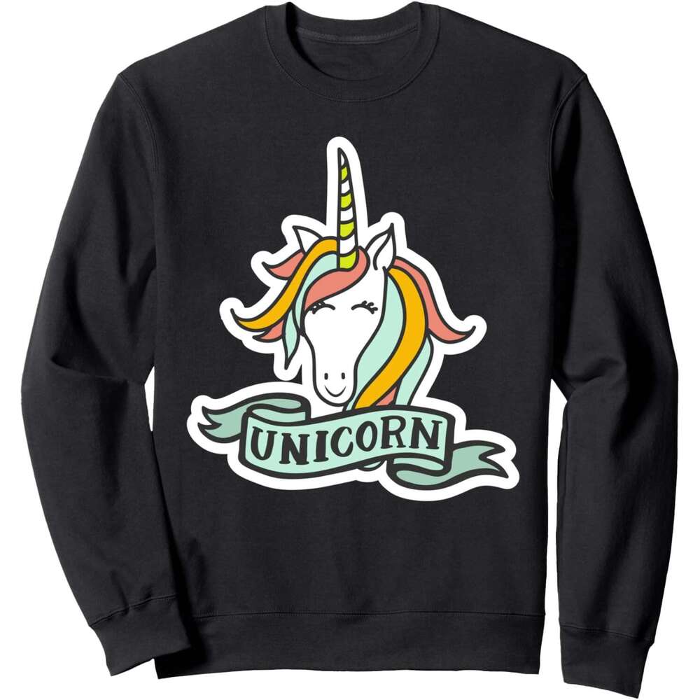 Long Sleeve Shirts for Men sweatshirt Magical Happy Unicorn Fun Cute Lovely Colorful Sweatshirt T shirt Tee Streetwear Casual tops clothes