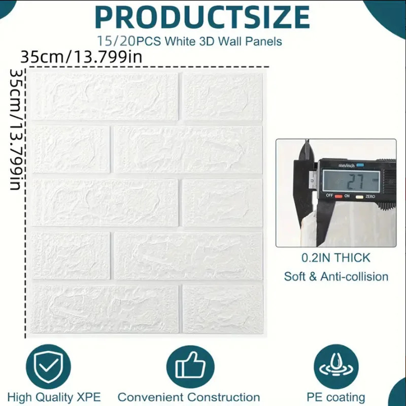 15pcs/20pcs/40pcs DIY 3D Simple Brick Pattern Wall StickersThickened Sound-proofWaterproofMoisture-proof 240821