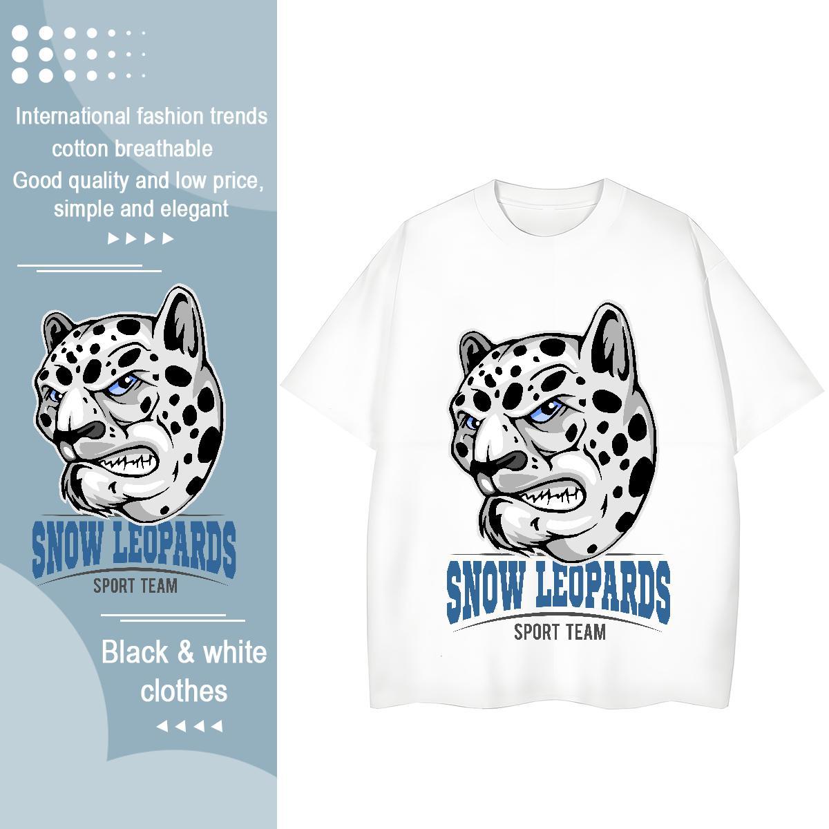 Brand Womens T Shirts O-Neck Short Sleeve 230g Cotton Woman Tshirt Graphic leopard Summer Casual Wholesale Clothes Shirt