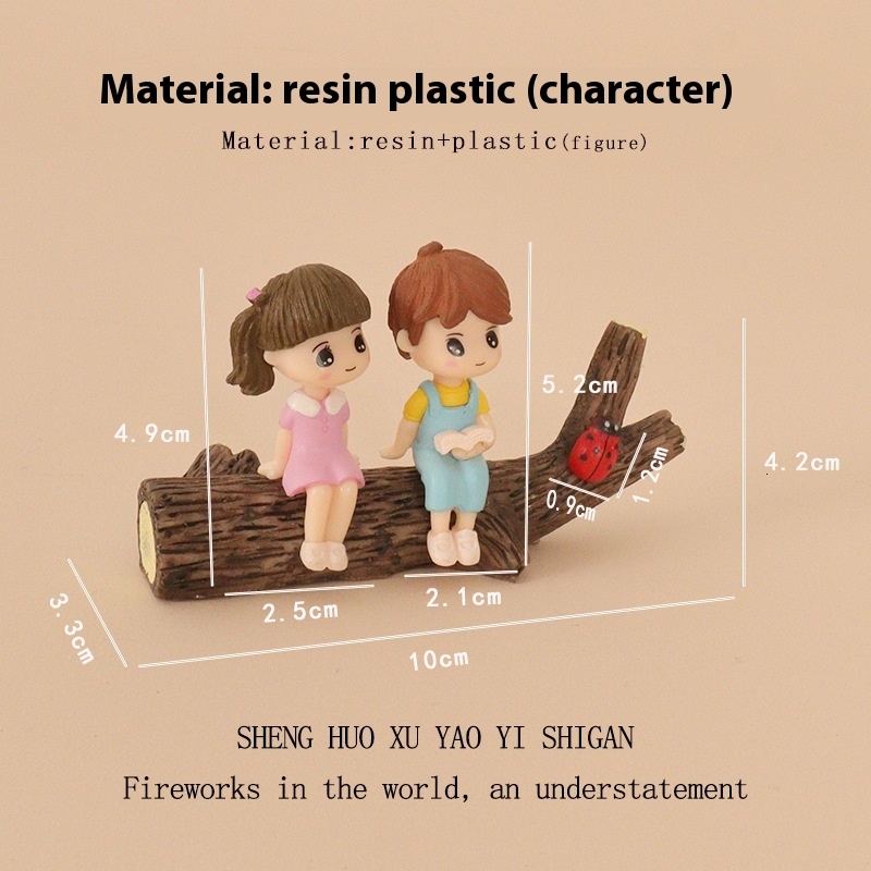Cartoon Creative Cute Tree stump Characters Reading Micro Landscape Scene Interior Plastic Crafts Car Decoration