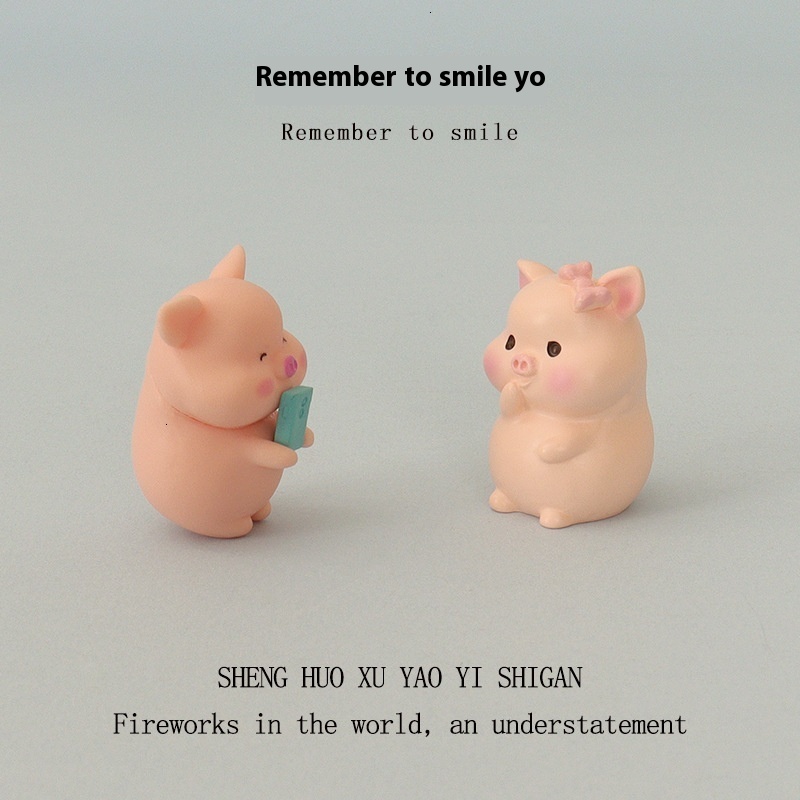 Cartoon Mini Ins Creative Cute Photo Pig Micro Landscape Creation Baby House DIY Accessories Home Car Decoration