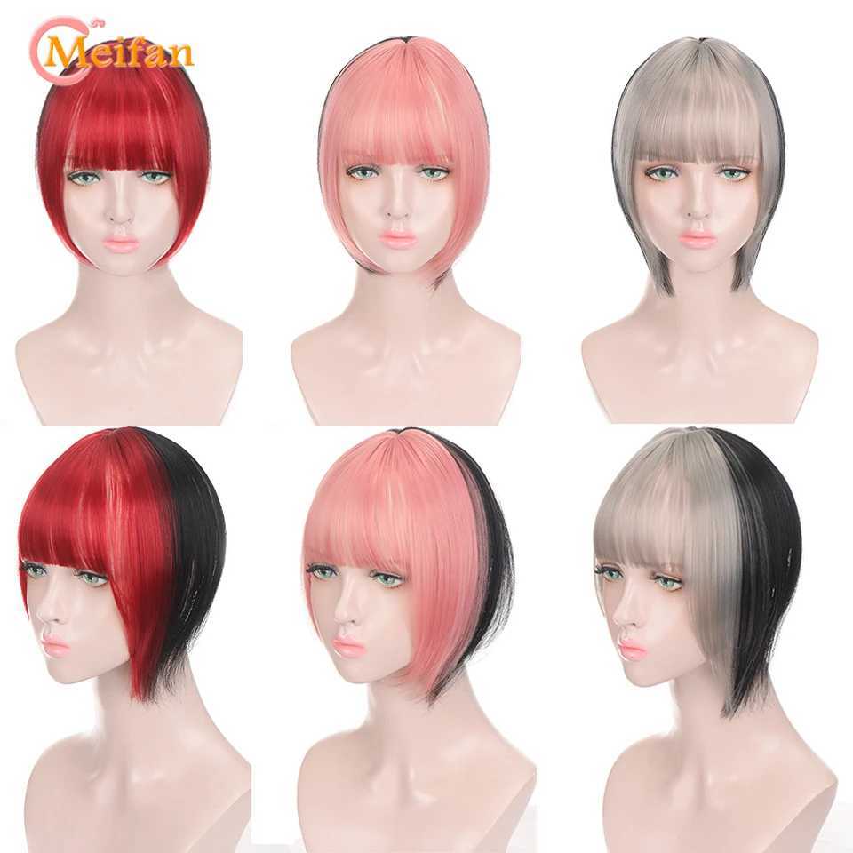 MEIFAN black matching red and pink bangs top with air bangs sandwiched at the edge of hair invisible seamless synthetic natural bangs W240817