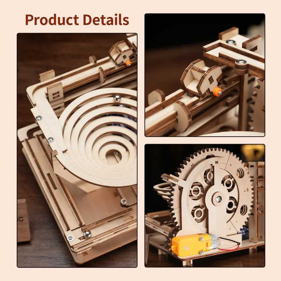 DIY 3d Marble Run Track Montessori Education Toys Wood Jigsaw Wooden Building Kits Gifts For Kids Free shipping