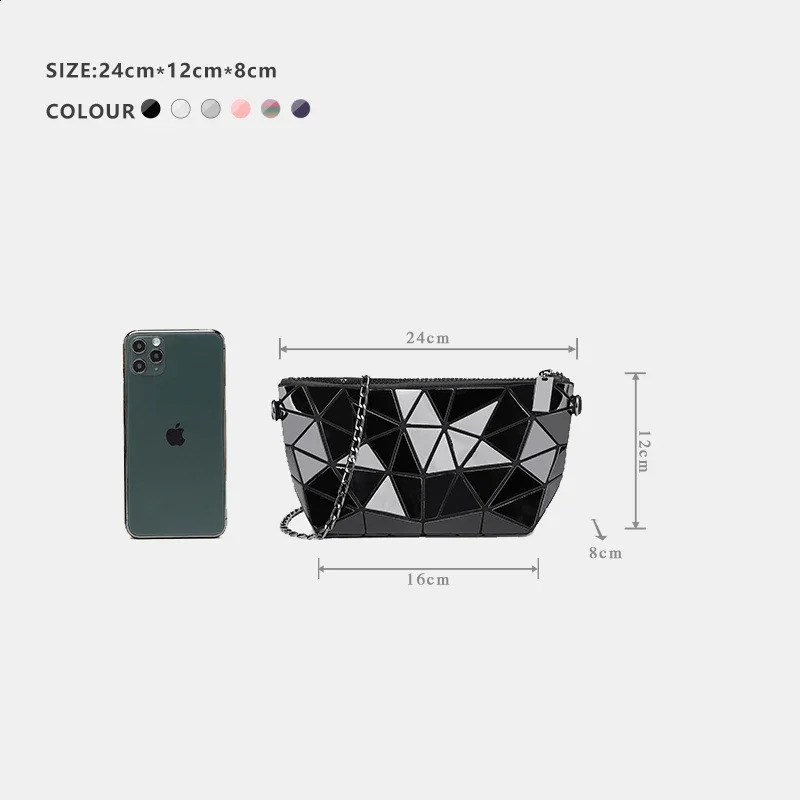 Women Chain Shoulder Bag for women 2024 Luminous Geometric Messenger Bags Plain Folding Crossbody Bags Clutch evening bag bolso 240820