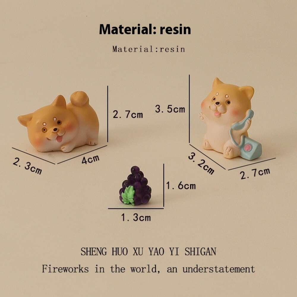 Ins Mini Cute Cartoon Phone Puppy Grape Micro Landscape Gardening Home Decoration DIY Desktop Ornament