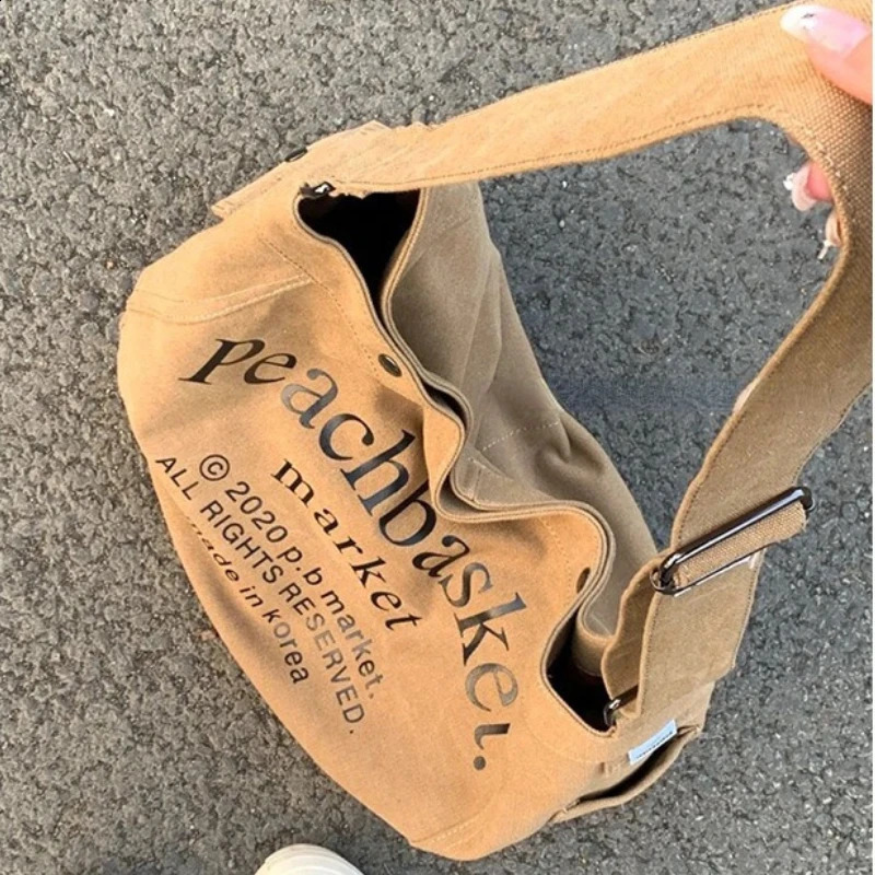 Canvas Women Preppy Y2k Grunge Shoulder Bag High-capacity Casual Vintage Tote Bags Fashion Letter Embroidery Handbags Crossbody 240820 4