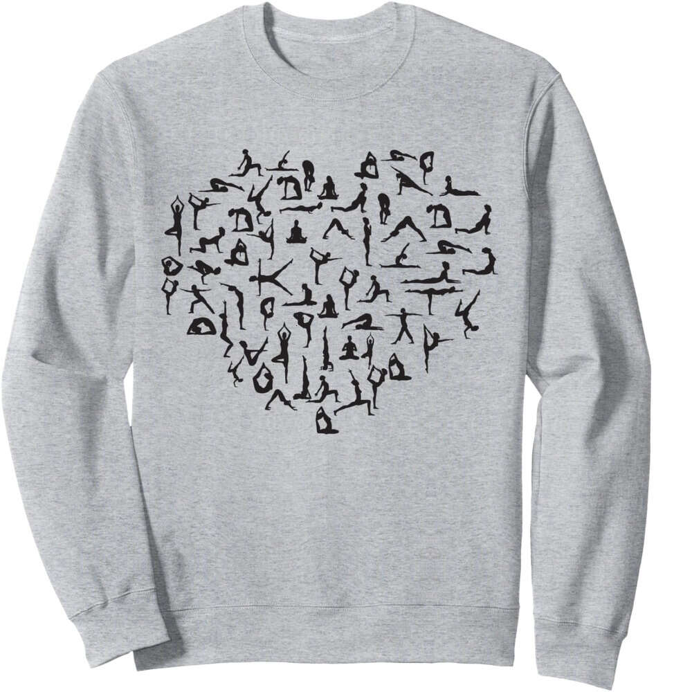 Long Sleeve Shirts for Men sweatshirt Heart Made Up of YOGA Positions A Great Yoga Gift Sweatshirt T shirt Tee Streetwear Casual tops clothes
