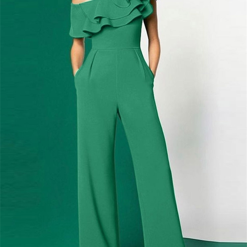VONDA Elegant Jumpsuits Sexy Off Shoulder Long Rompers 2024 Women Summer Casual Solid Color Ruffled Fashion Office Overalls 240820