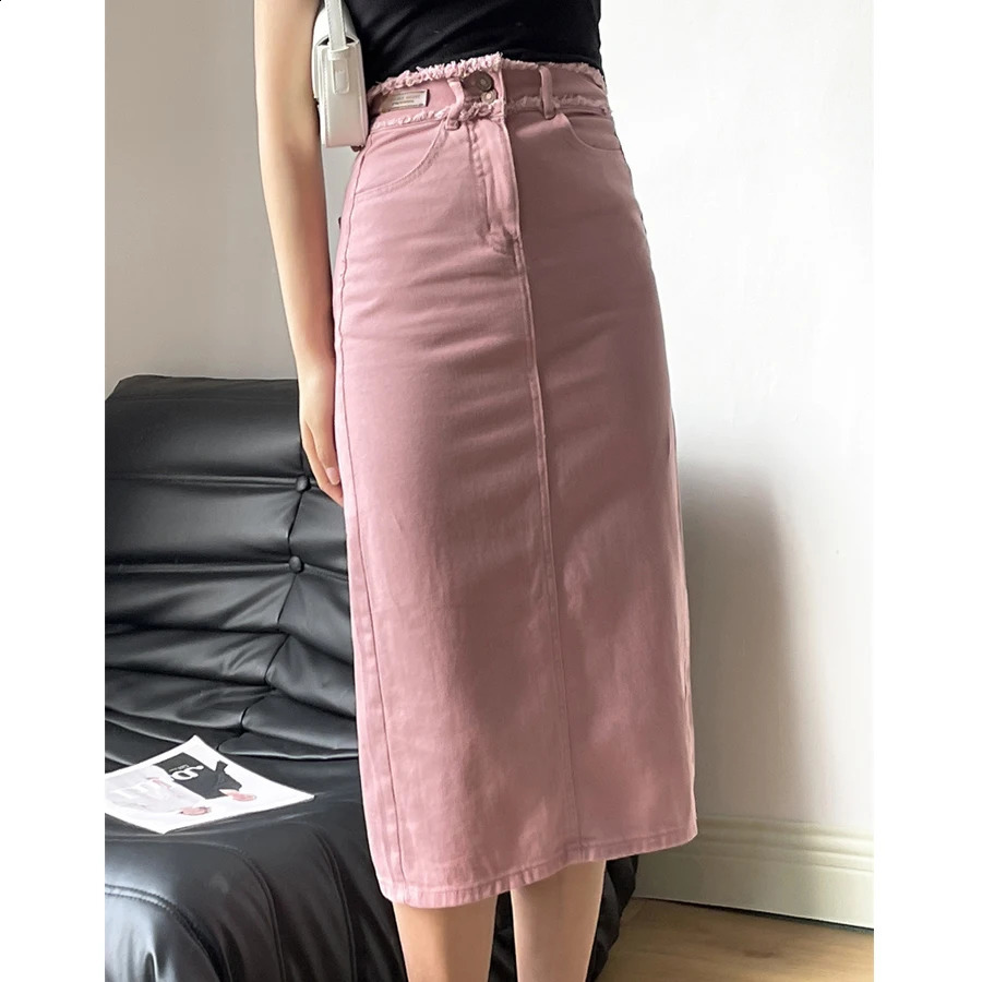 Arrival Womens A-Line Cotton Denim Long Skirt High Waist Good Quality Vintage Skirt Femme Spring Bodycon Skirt 240820