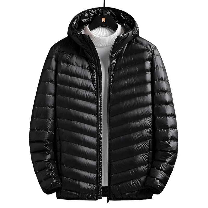 Puffer jacket New High Quality Mens Fashion Business Casual British Style Gentleman Korean Version Hooded Down Jacket White Duck Down Jacket M240821