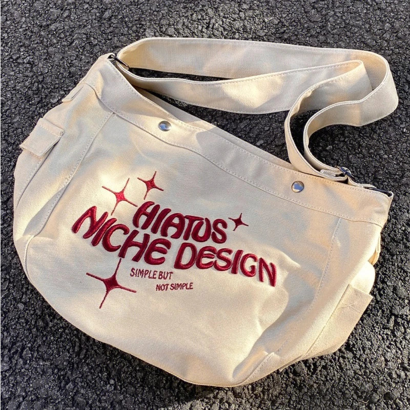 Canvas Women Preppy Y2k Grunge Shoulder Bag High-capacity Casual Vintage Tote Bags Fashion Letter Embroidery Handbags Crossbody 240820 4