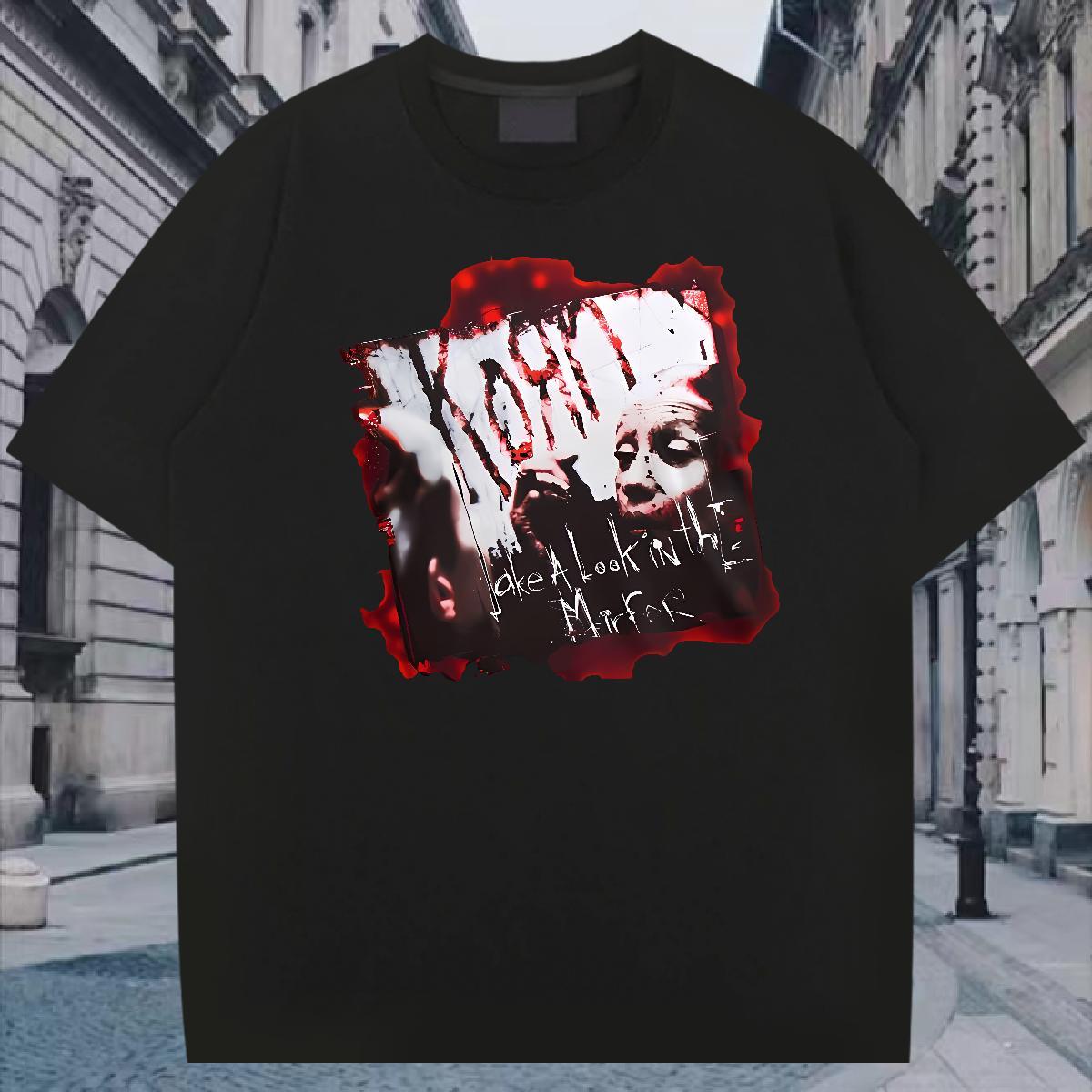 Customized Couples T Shirts 230g Pure Cotton Beach scary O-Neck Short Sleeve T Shirts Men Soft Black Oversized Wear