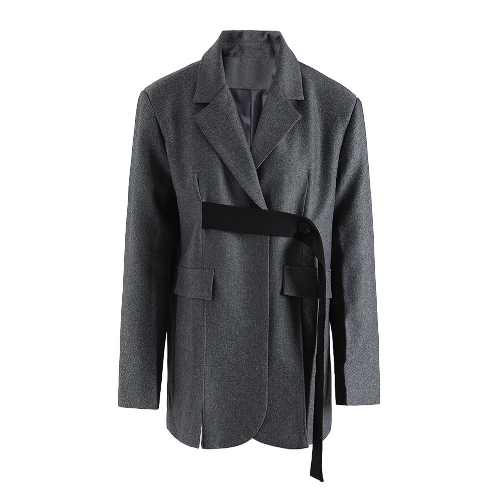 Color blocking loop design spliced jacket for women's spring new style with slit hem, niche trend loose suit