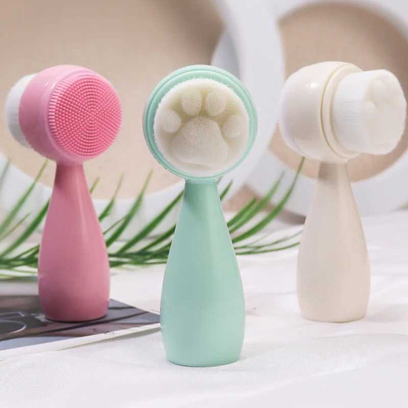 3D Double Silicone Facial Cleansing Brush New Soft Deep Cleaning Exfoliator Blackhead Removal Clean Brush Beauty Skin Care Tool Y240821