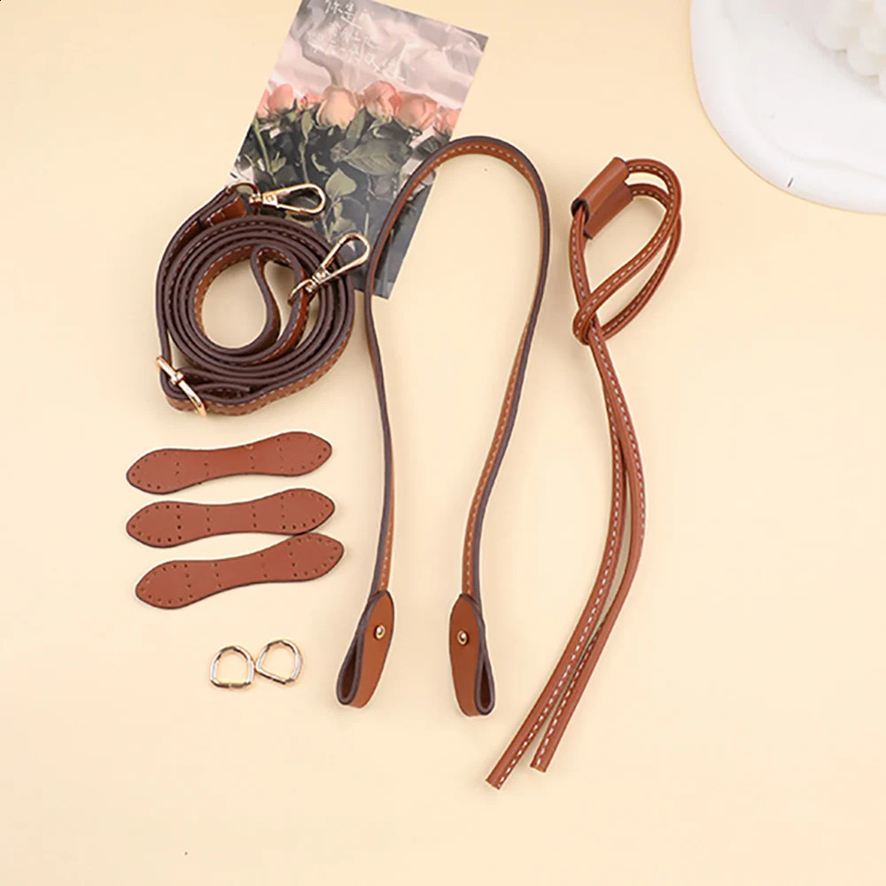 1 set of DIY handmade drawstring bucket shoulder bag with replacement PU leather rope handbag woven backpack beam pocket 240820