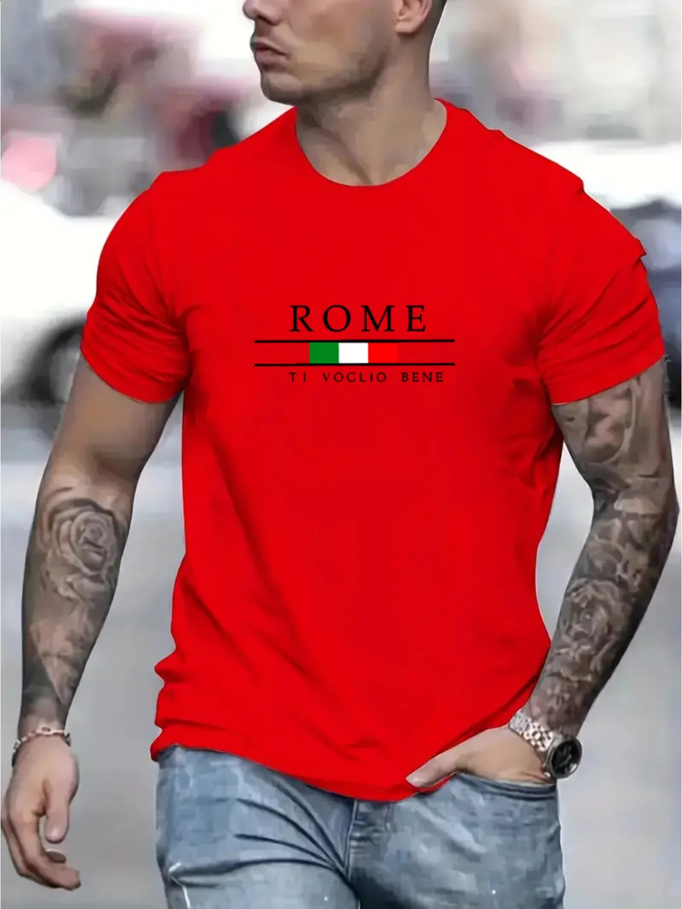 Mens 100% Cotton Summer Loose Large Roman Alphabet Pattern Print Casual Comfortable Round Neck Short Sleeve Tshirt Top 240821