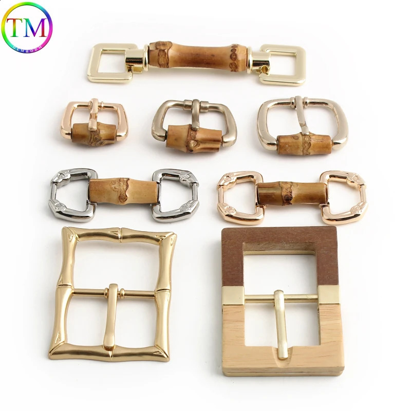202932MM natural bamboo root metal buckle connector hanger used for bags handbags shoes shoulder straps hardware accessories 240820