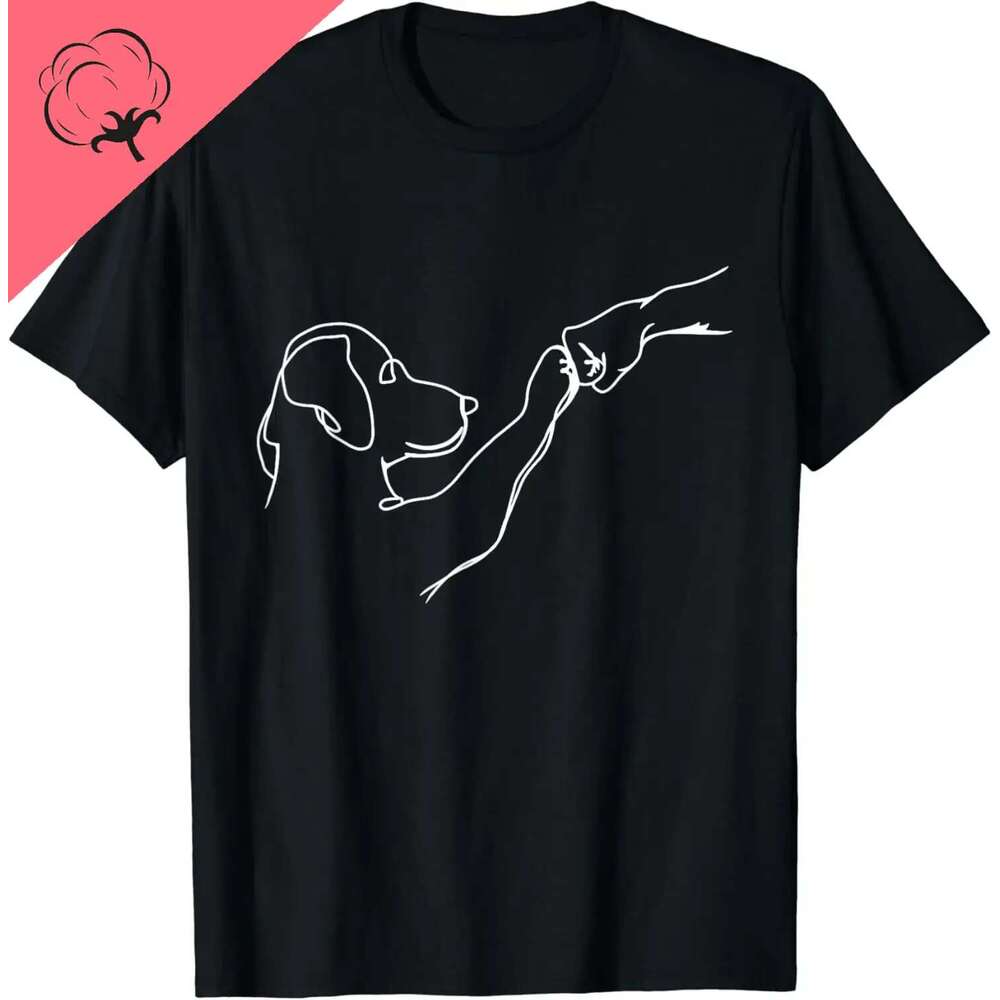 People and Punch Hand Dog Man Friendship Bump Dog's Paw T-Shirt Men Women Clothing Pet Streetwear H 's