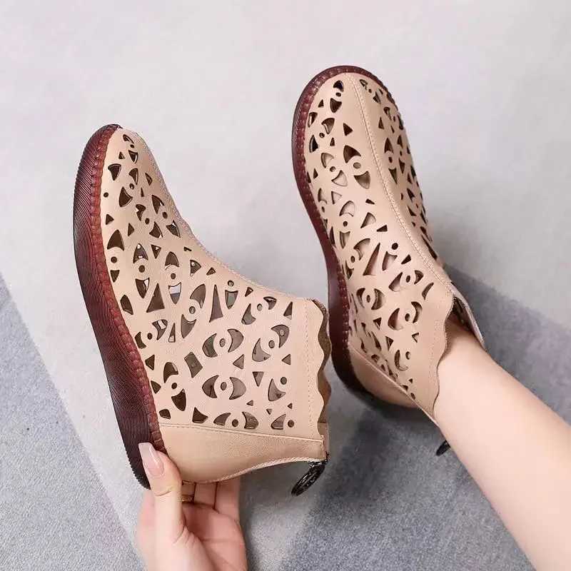 Spring Summer Sandals Womens Breathable Hole Flat Soft Non-slip Comfortable Shoes Sandalias De Mujer 2024 CL240806