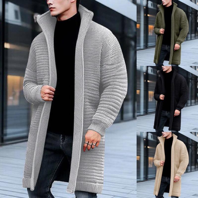 Men's Sweaters Cardigan For Men Big And Tall Long Length Sweater Coat Autumn Winter Lapel Solid Color Jackets Knitted Erkek Kazak