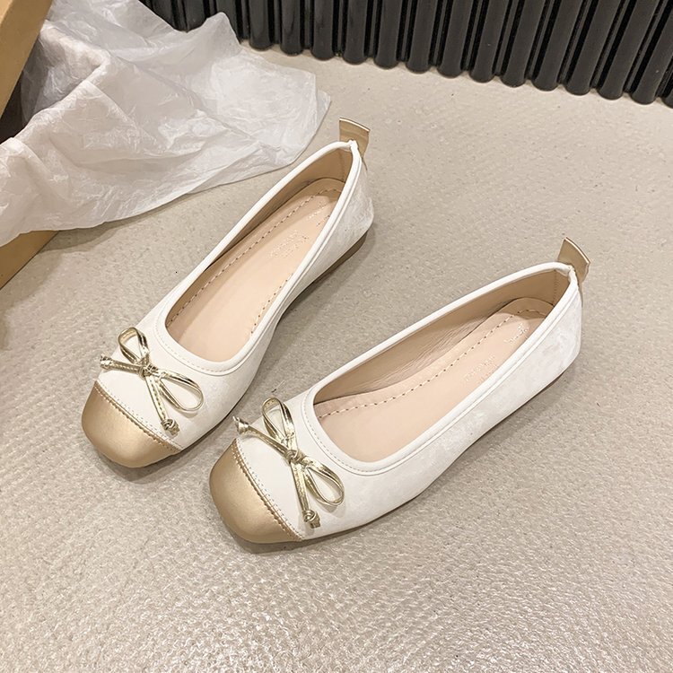 Ddmysports French Bow Flat With Soft Soles Single Kick Grandma Spring And Summer Styles Bean Mom S Women Shoes Scoop OUTDOOR
