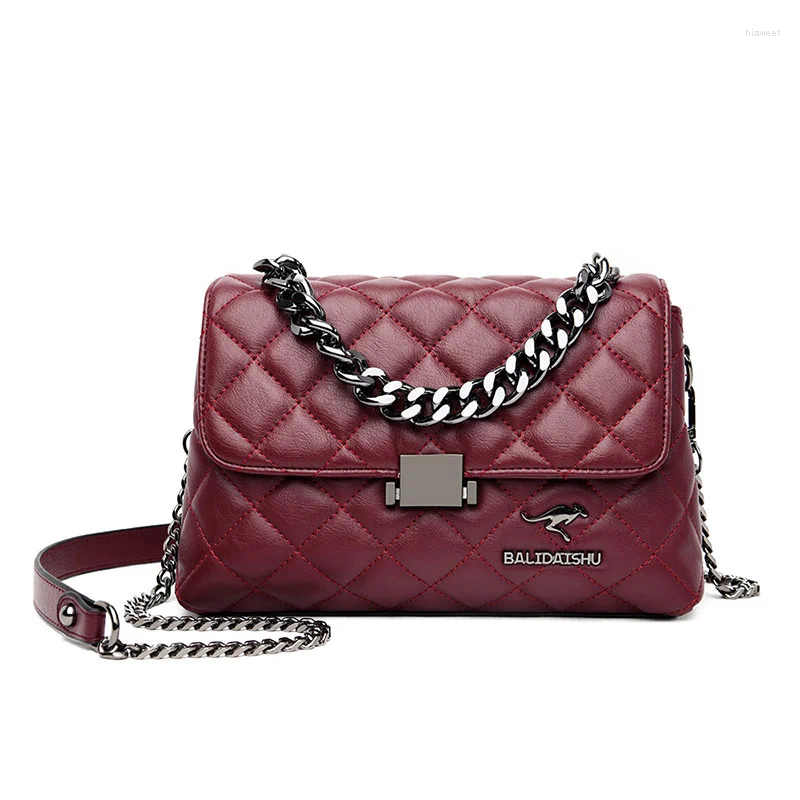 Bag Korean Fashion Rhombic Chain Women's Straddle Shoulder Broadcast Taschen Women Messenger Bags Leather Handbags Black