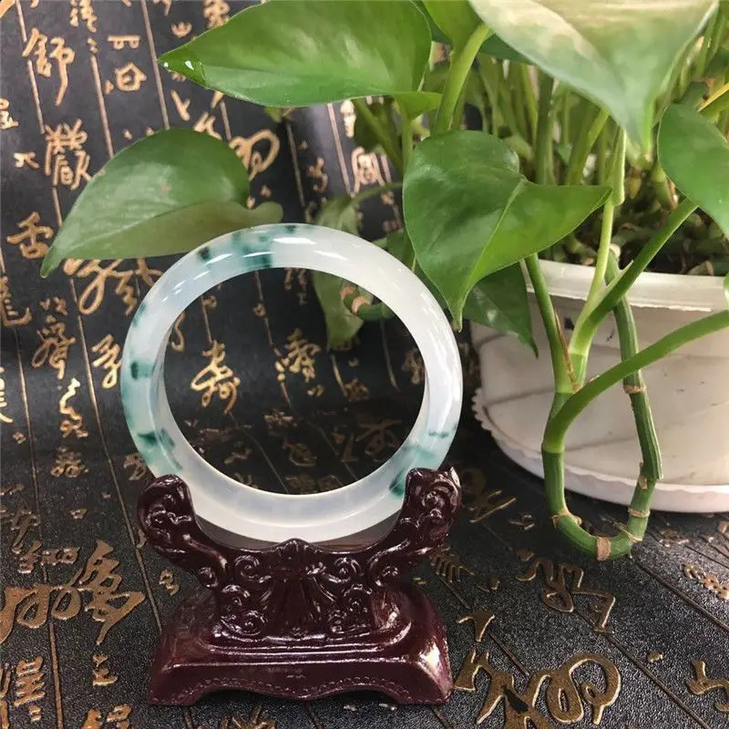 Emerald Jade Bracelet Ice Seed Floating Flower Womens Simple Temperament 240813