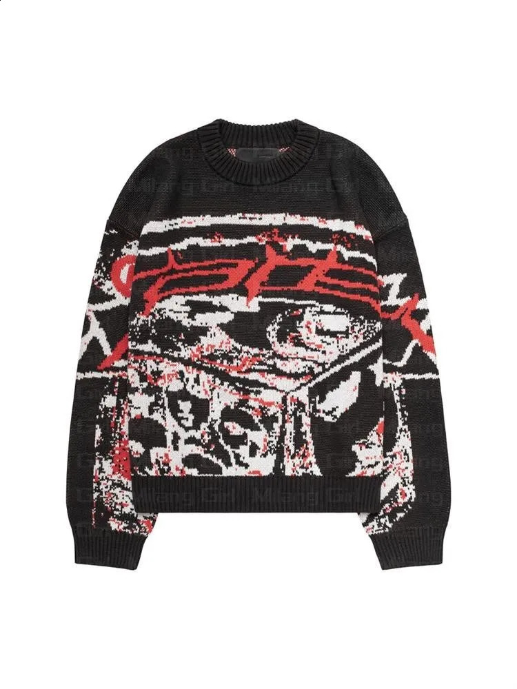 Gothic Mens Womens Hollow Out Knitted Double Knit Pullovers Vintage Harajuku Academia Cotton Oversized Sweater Tops Y2K Sweater 240821