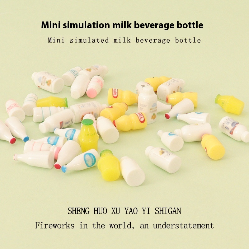 Miniature simulation beverage frame, mini milk bottle, micro landscape, baby house decoration technology, ornaments, accessories