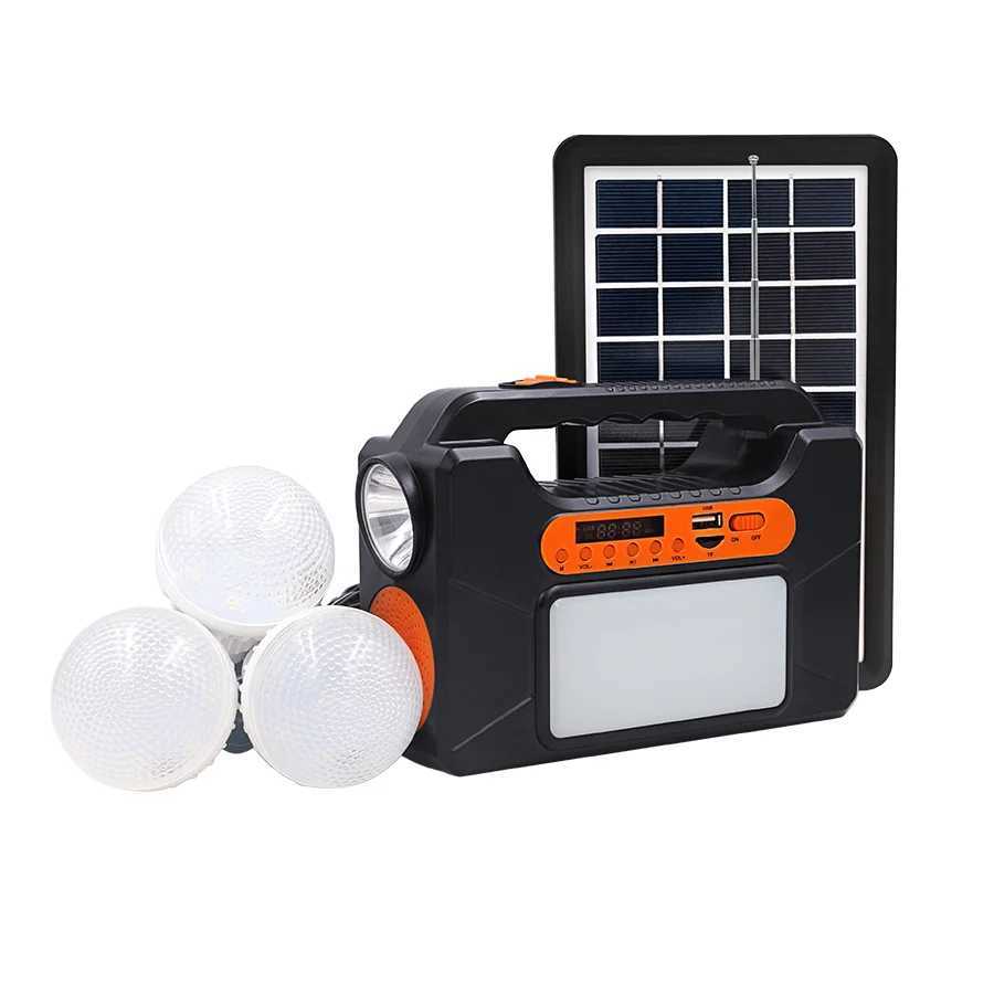 Portable Outdoor Camping LED Light Kit Rechargeable Solar Panel Generator with Lead Acid Battery PWM Controller for Home Use Y240820