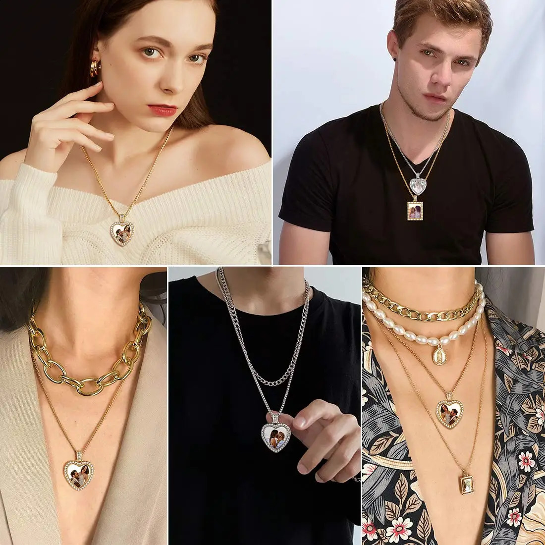 Free customization personalized po customization circular medal pendant hip-hop jewelry female memory picture necklace 240808