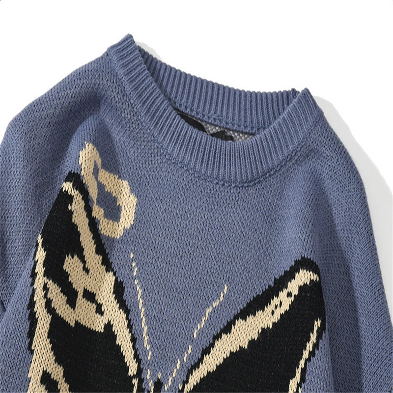 FGKKS Spring Fashion Sweater Mens Butterfly Pattern Knitted Warm Top High-Quality n -Selling Sweater For Male 240821