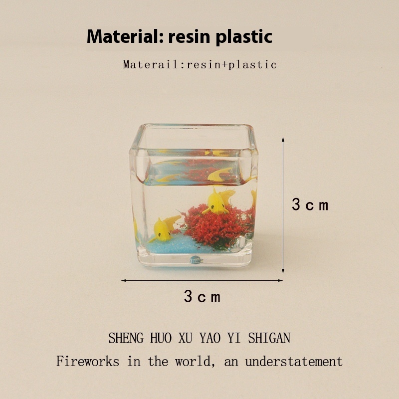 Miniature simulation ins square goldfish creative doll house model micro landscape fish tank DIY decoration ornament
