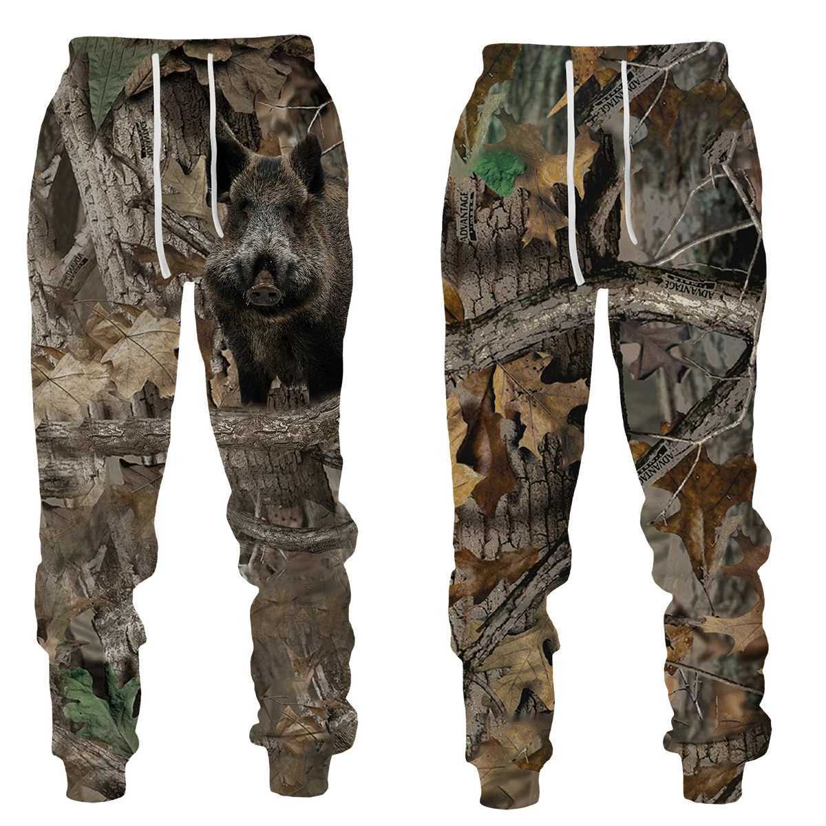 Mens Pants Outdoor Camping Camouflage Leisure Wildlife Hunting Deer Wild Boar 3D Printing Sports Pants Fishing Fitness Trousers SportswearW240725