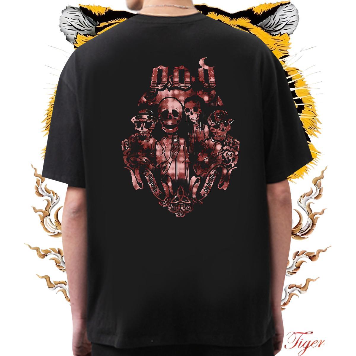 New Men Clothes T-Shirt 100% Cotton 230g Street Casual skull Crew Neck T Shirt For Man Free Shipping Black White Tees Shirts