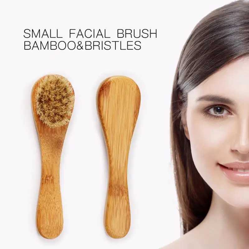 1pc Natural Face Brush Bristles Exfoliating Face Brushes Wooden Woman Man Skin Care Dry Body Brush Massager Scrubber Tools TSLM1 Y240821